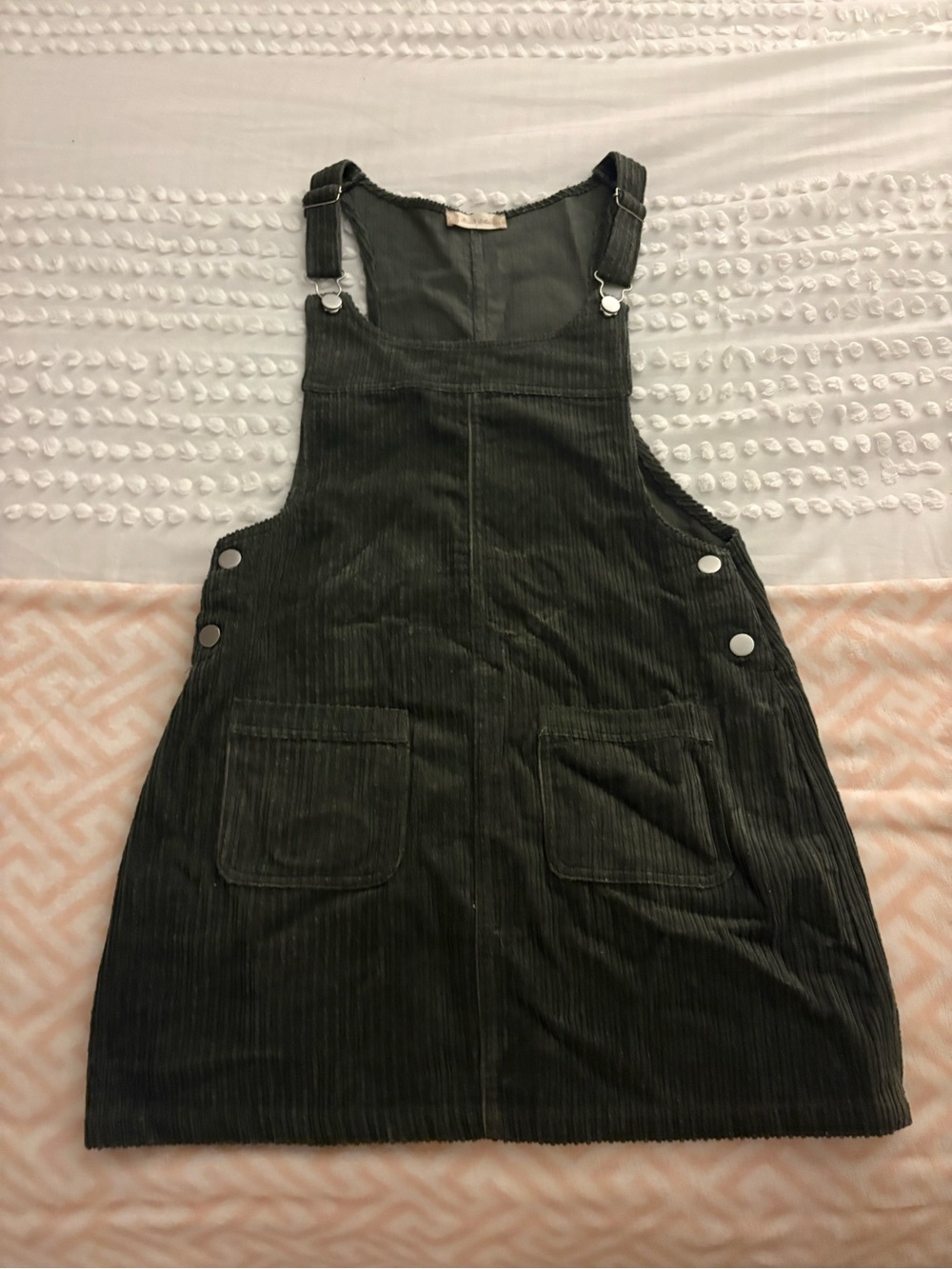Altar'd State Olive Green Corduroy Overall Dress